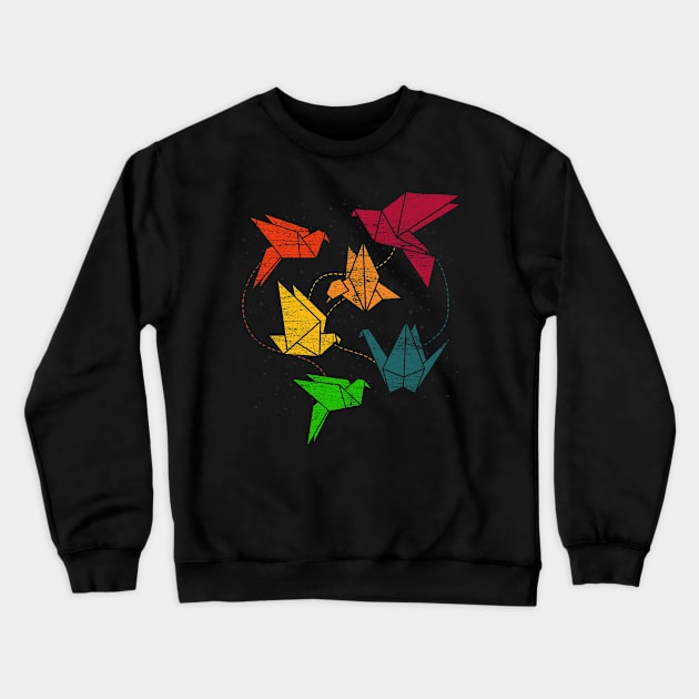 Retro Paper Crane Bird Origami Crewneck Sweatshirt by ShirtsShirtsndmoreShirts